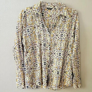 Eddie Bauer Ditsy Floral Long Sleeve Button Down Shirt - Size Medium